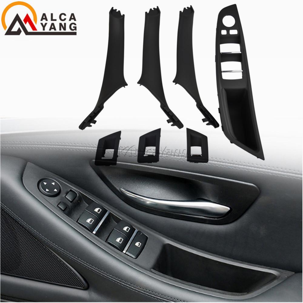 4/7PCS Set Right Hand Drive RHD For BMW 5 Series F10 F11 520 525 Red Wine Gray Car Interior Door Handle Inner Panel Pull