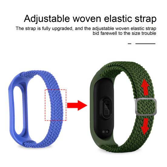 Uhrenarmband, elastisch, verstellbar, geflochtenes Nylon, 14 mm, Armband für Xiaomi Mi Band 3/4/5/6/NFC