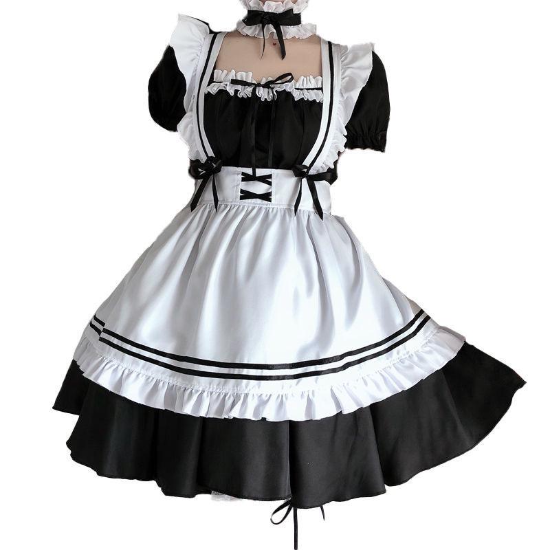 Japanisches Maid-Outfit: Süßes Lolita-Schülerinnen-Kleider-Set in Übergröße für den täglichen Gebrauch.