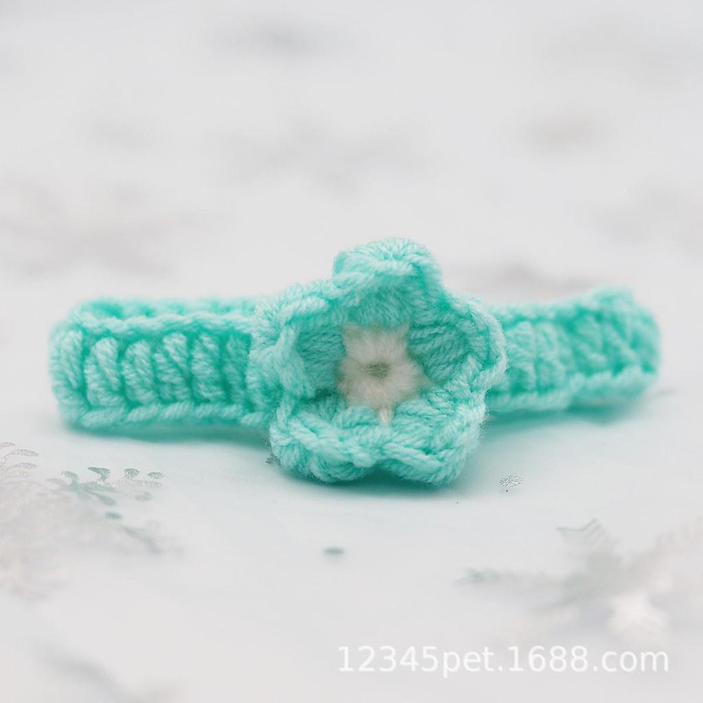 Handmade Wool Knitted Cat & Dog Collars with Puppet Ornaments and Christmas Scarves