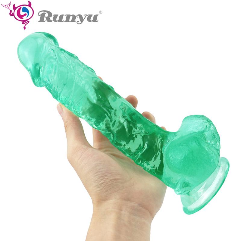Dildo RUNYU Realistic Female Toys Suction Cup Green Male Dick Female Adult Sex Toys for Woman