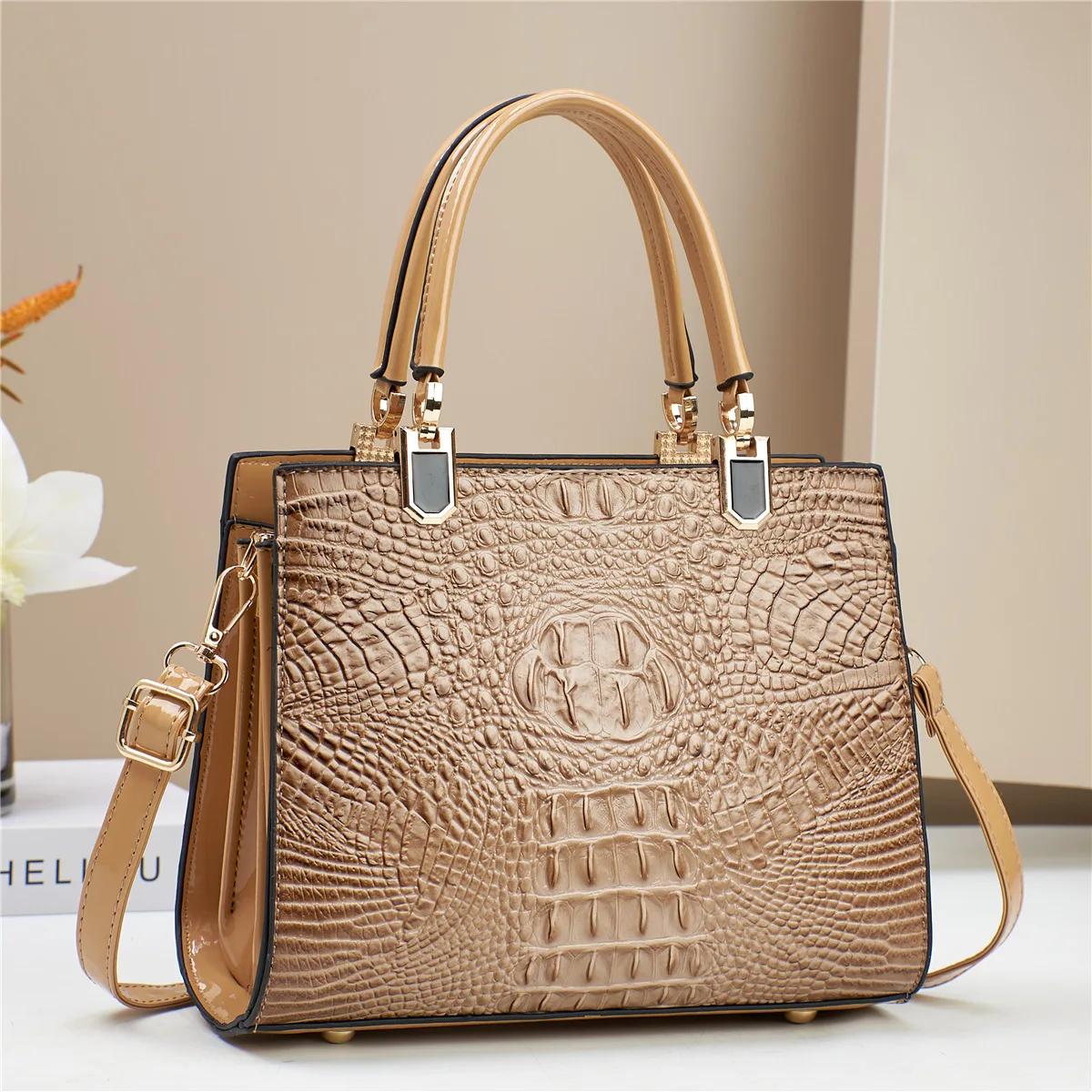 

Классическая ретро женская сумка через плечо большой вместимости с крокодиловым узором, сумка-кроссбоди, дизайнерская сумочка класса люкс, сумка-тоут для работы 24x11x19cm