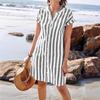 Women's Summer Shirt Is Fashionable Loose and Casual with A Casual Striped Dress