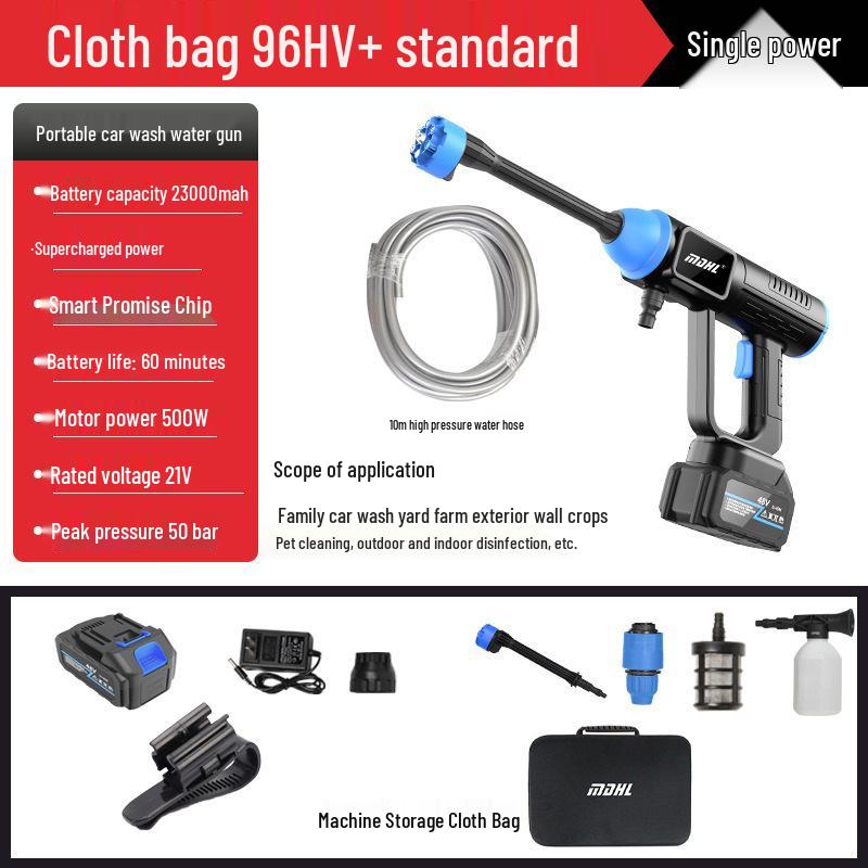 High-Pressure Wireless Portable Car Wash Gun with Lithium Battery