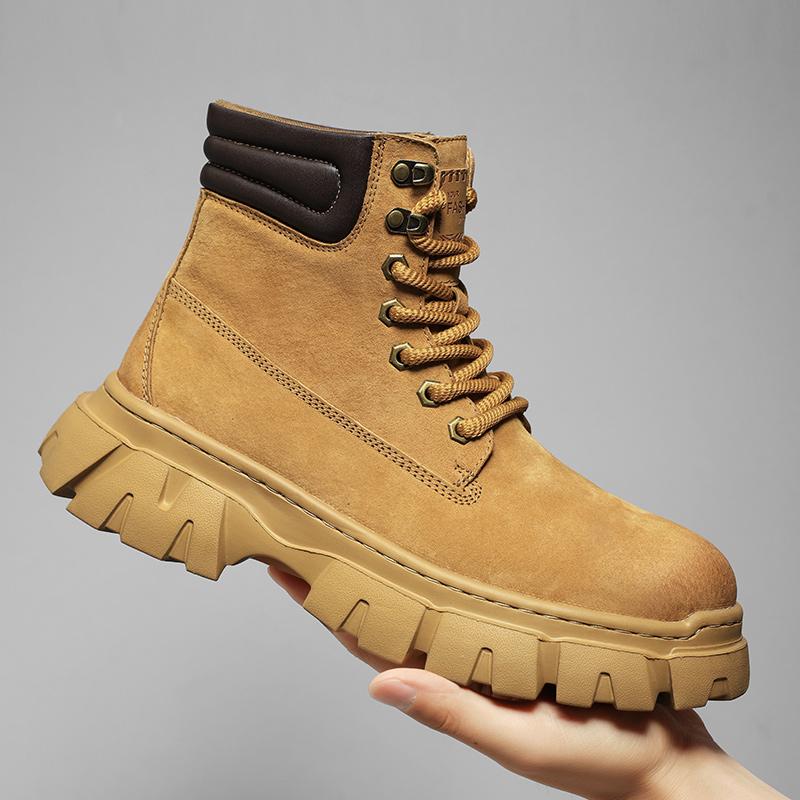 

Золотой Саженец Ретро Мужские Ботинки на Платформе Зимние Уличные с Круглым Носком Мужские Пустынные Боевые Ботильоны Мужская Обувь из Натуральной Кожи Мужская 38