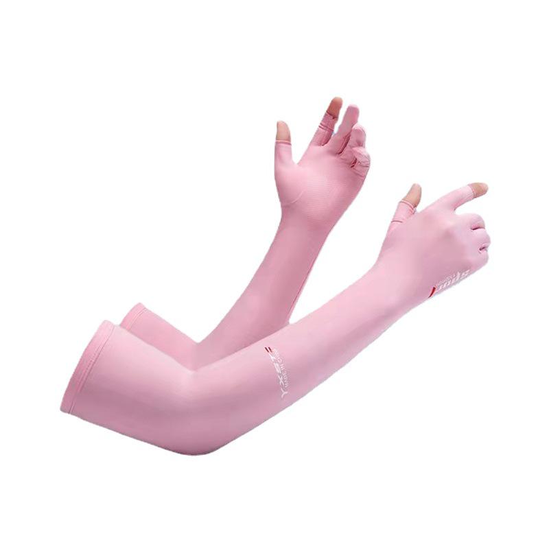 Unisex Ice Silk Sun Protection Arm Sleeves for Spring/Summer – Breathable, Two-Fingerless Design for Driving and Riding
