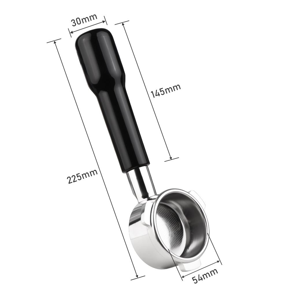 54mm 3 öron Rostfritt stål Bottenlöst Naken Portafilter Trä Kaffehandtag Kopp Filterkorg