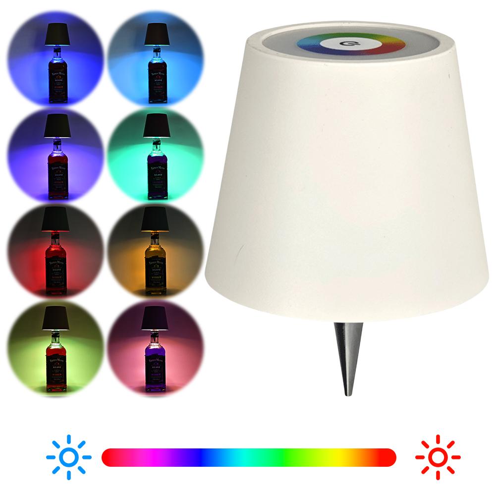 LED Table Lamp Rechargeable RGB Bottle Lamp 2000mAh Dimmable Cordless Bottle Light for Bedroom Restaurant & Bar Christmas Gifts