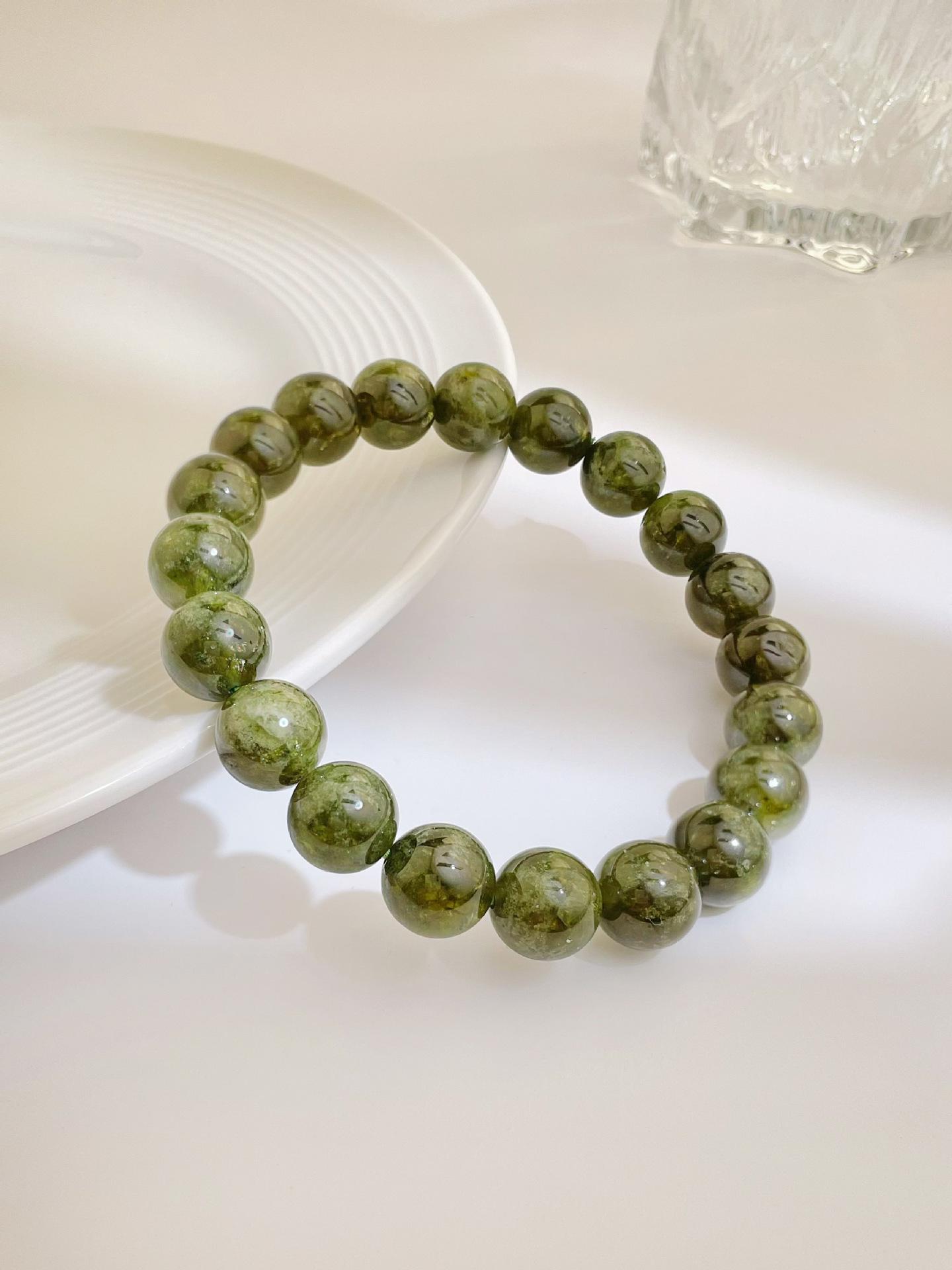 Браслет из круглых бусин цаворитового зеленого граната 7A сорта от Jingxi Ji Crystal 8mm
