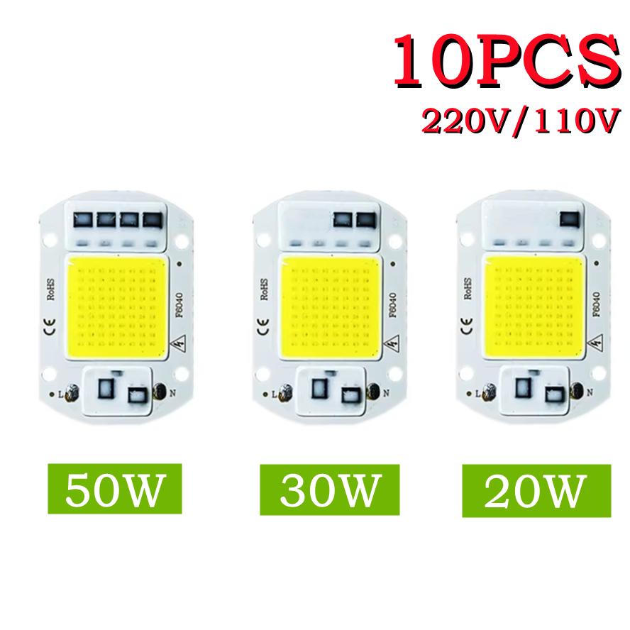 10 Adet 50W 30W 20W LED COB Çip 220V LED Çip Akıllı IC Sürücüye Gerek Yok Diyot Çip Boncukları Projektör Spot DIY Aydınlatma İçin