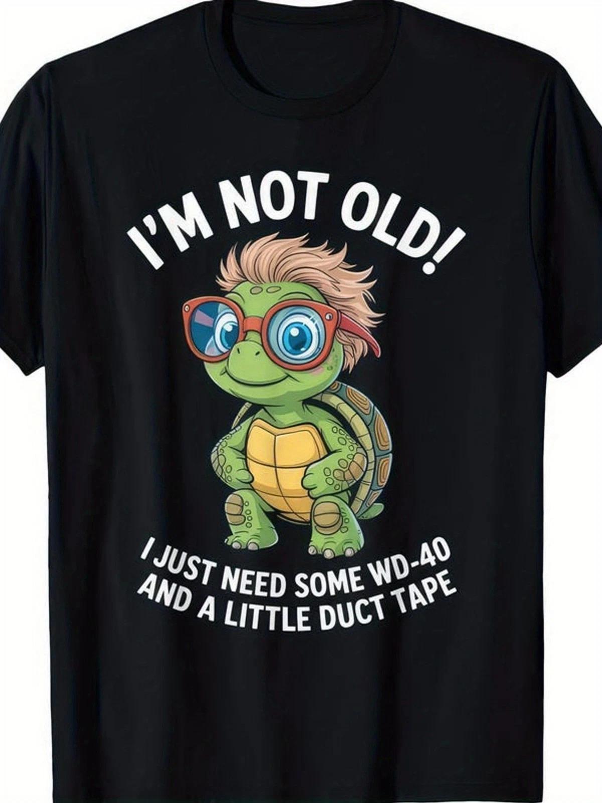Funny Turtle Graphic T-Shirt I m Not Old I m Awesome Casual Birthday Tee L