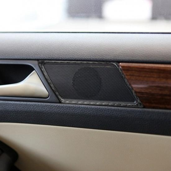 2Pcs Carbon Fiber Interior Door Speaker Cover Trim For Volkswagen Jetta Sedan