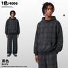 Mens Oversized Hooded Sweatshirt Cotton Plaid Fall Winter Casual Wear
