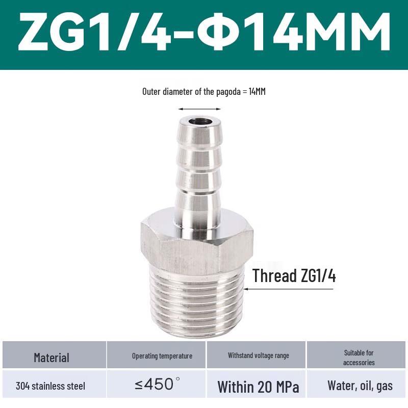 304 Stainless Steel Hex Nipple Hose Barb Connector