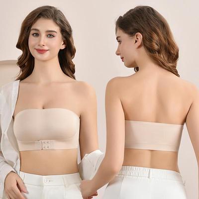 Women's Seamless Strapless Bra with Anti-Slip and Front Buckle