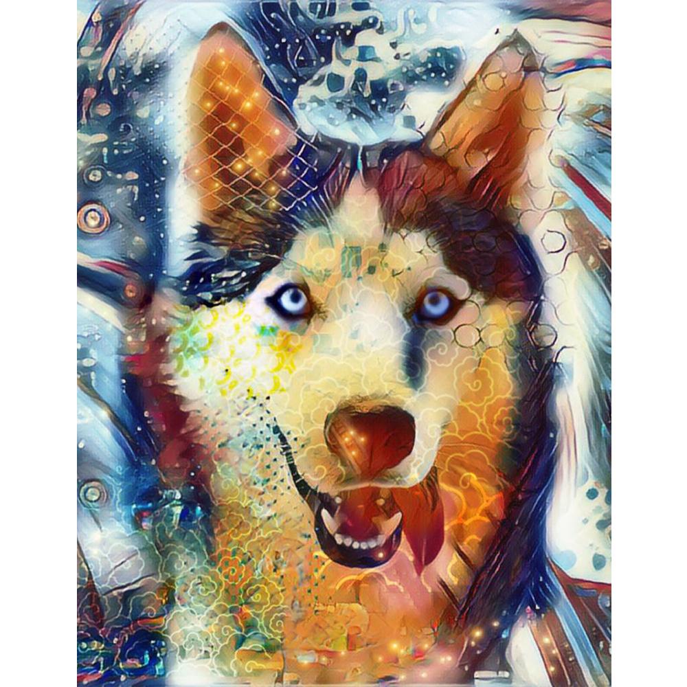 Full Square Diamond Painting Portrait Colorful Animal Diamond Embroidery Wolf Owl Panther Picture of Rhinestones Stitch Cross Christmas Decoration