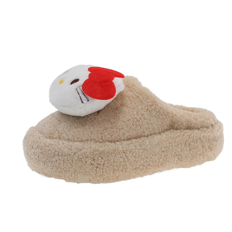 Hello Kitty Warm Cotton Slippers In Autumn and Winter, Home Indoor Student Dormitory Can Be Worn Outside, Non-slip Soft Bottom Fluffy Cotton Mop
