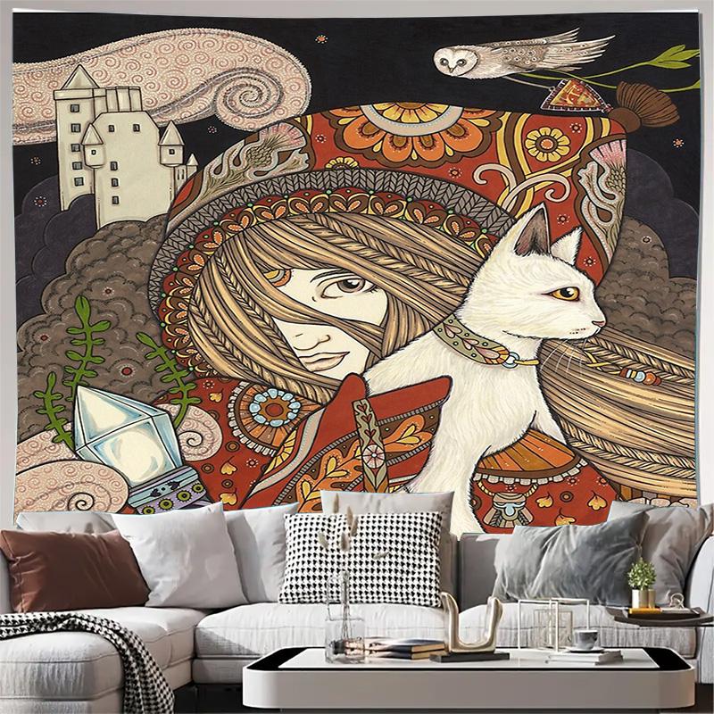 

Boho Tapestry Aesthetic Room Decor Wall Hanging Nature Forest Witchcore Cottagecore Home Textile Art 74x94cm(29x37in)