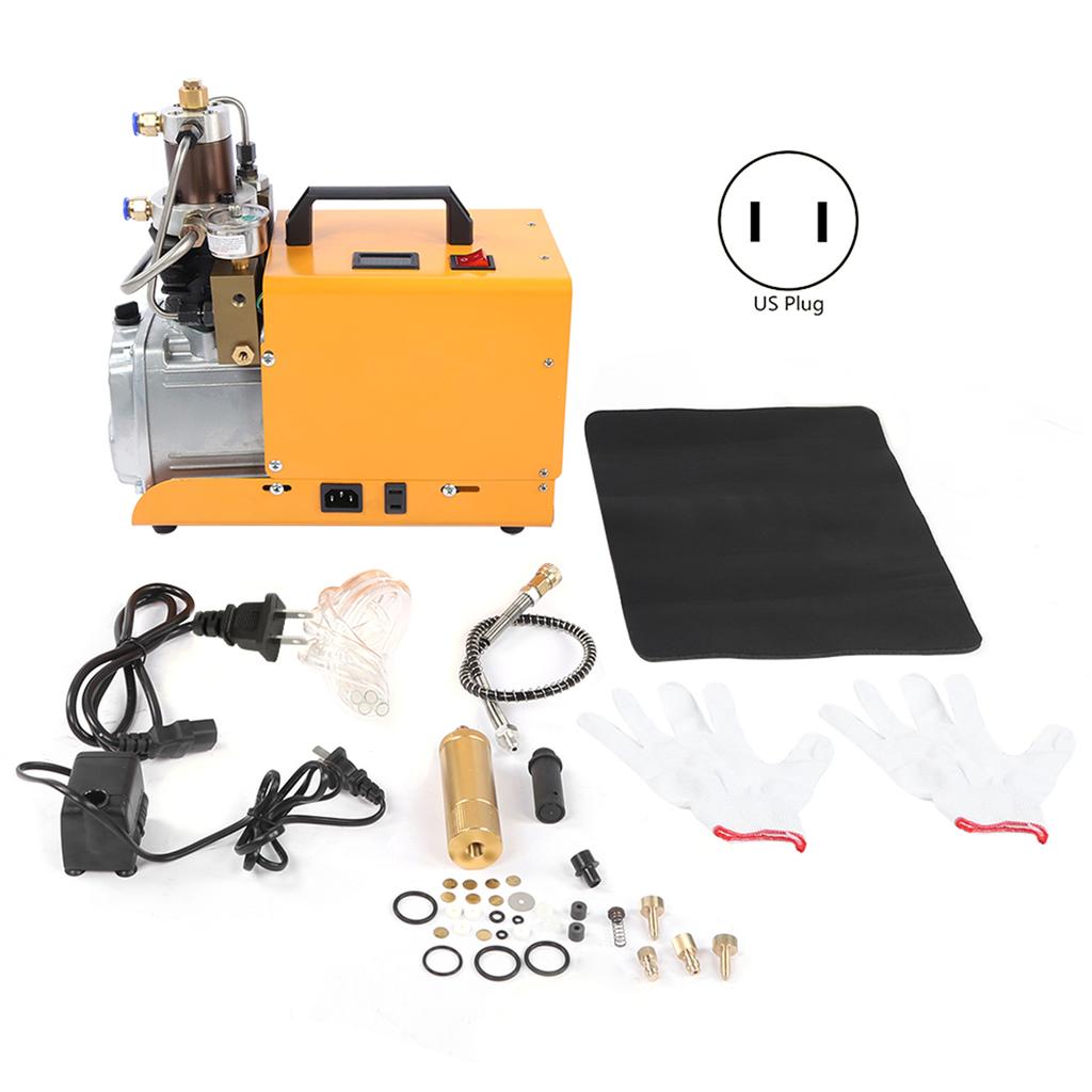 Air Compressor Pump 30MPa 4500PSI Inflator Electric Pneumatic Equipment with Pressure Gauge110V US Plug