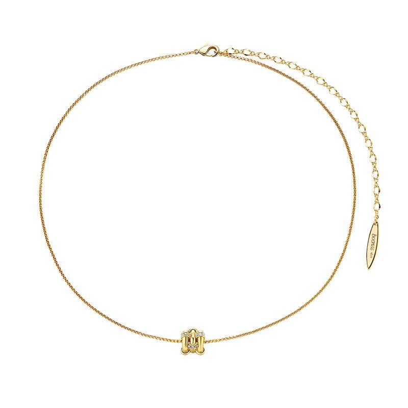 

Boonee ALUs Light Luxury Minority Zircon Necklace Female Minimalist Clavicle Chain 2025 New Accessories Lucky Beads Golden In Stock