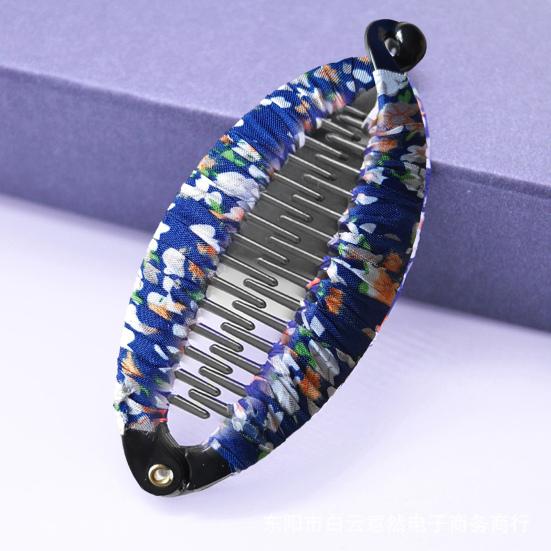 Fashion Lady Floral Print Banana Fish Shape Hairpin Hair Clip Headwear Accessory