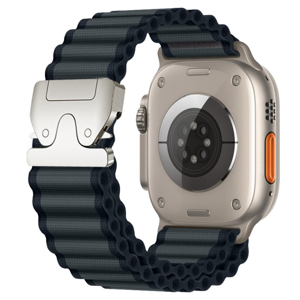 Watch Band For Apple Watch Series 11 10 42mm / 9 8 7 41mm / SE3 SE2 SE 6 5 4 40mm / 3 2 1 38mm Parachute Buckle Wide Ripple Pattern Nylon Wrist Strap