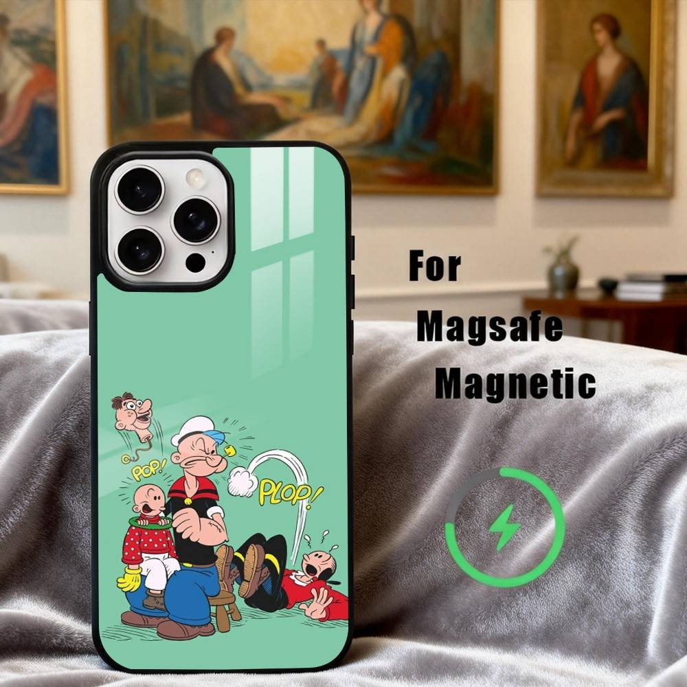 C-Cartoon C-Character P-Popeye-E  Phone Case For iPhone17,16,15,14,13,12,11 Plus,For Magnetic Wireless Charge Cover