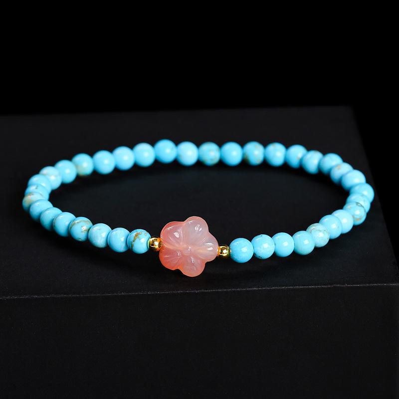 Bransoletka z koralików z jadeitu w kolorze Jingde Blue Turquoise i agatu w kolorze kwiatu brzoskwini dla kobiet