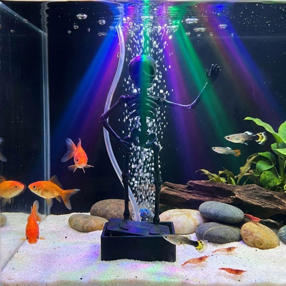 with Suction Base Dancing Skeleton Aquarium Bubbler Wiggling Skeleton Ornament Aquatic Landscaping