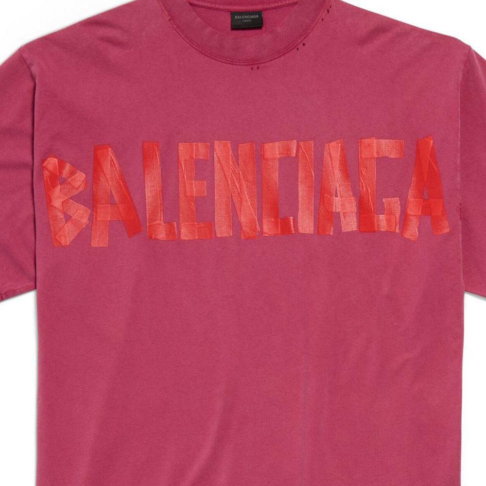 Balenciaga TAPE TYPE T Shirt, Regular Fit Women's Raspberry Red 764235TSVK15003