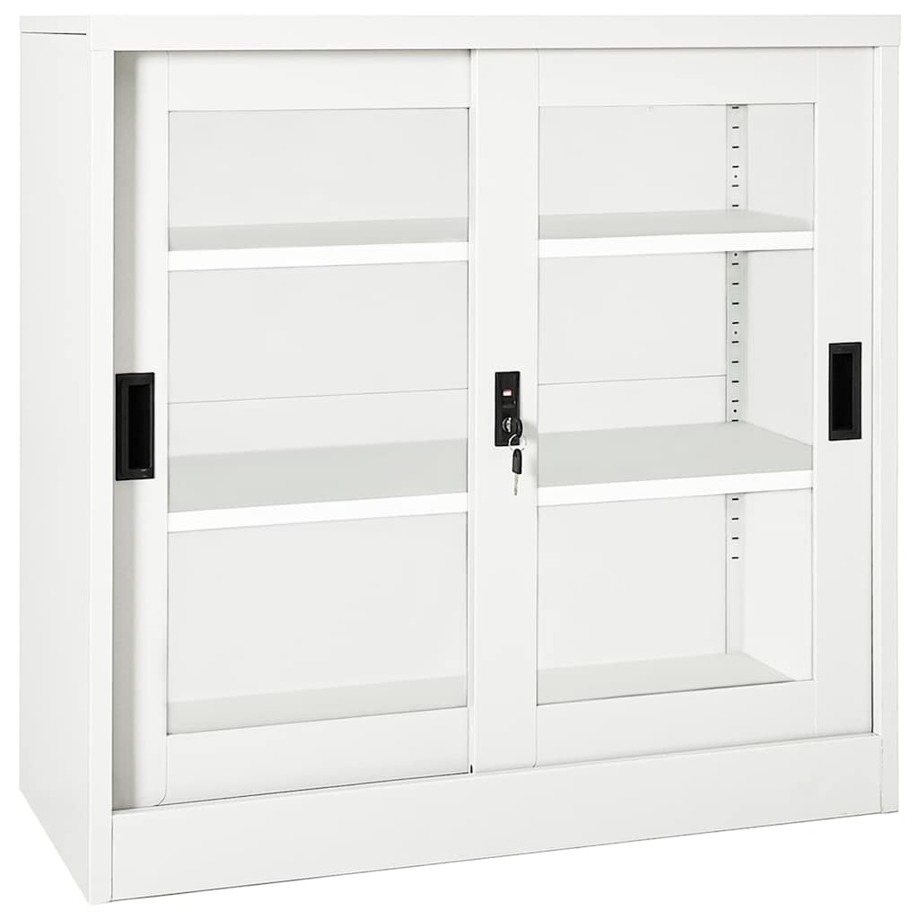 vidaXL Schrank mit Schiebetür Weiß 90x40x90 cm Stahl anti-blitz weiße
