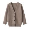 Women's 100% Pure Wool V-Neck Cardigan Coat, Loose Fit, Thickened Knit Sweater Style Top Outerwear.