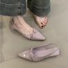 Spring and summer new beautiful pointed single shoes women's flat bottom bow empty bag head sandals