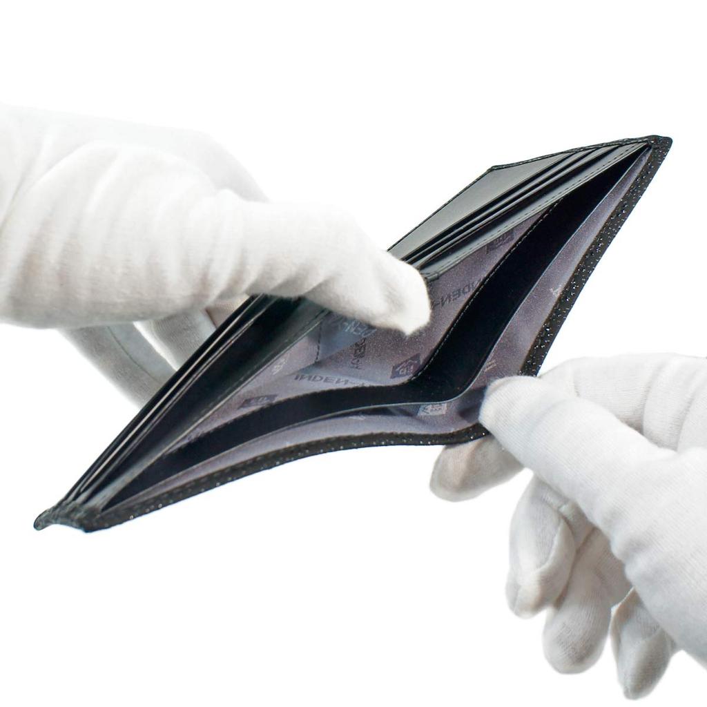 [Inden-ya] Inden Bifold Wallet, Bill Compartment I, No Coin Purse, Deerskin, Black with Black Lacquer, Tortoiseshell Pattern, 2005-01-003