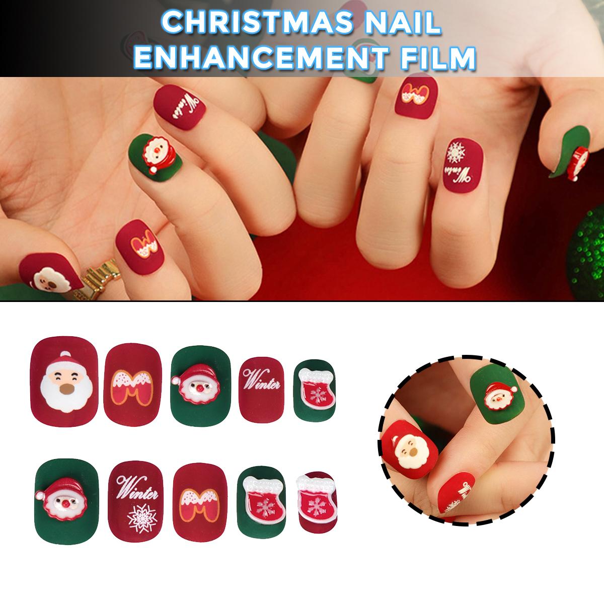 

PDTO 24 шт., накладные ногти в рождественском стиле, короткий пресс для гроба на ногтях для дизайна ногтей