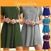 Stylish Women's Summer Tunic T-shirt Dress With Short Sleeves And Solid Colors