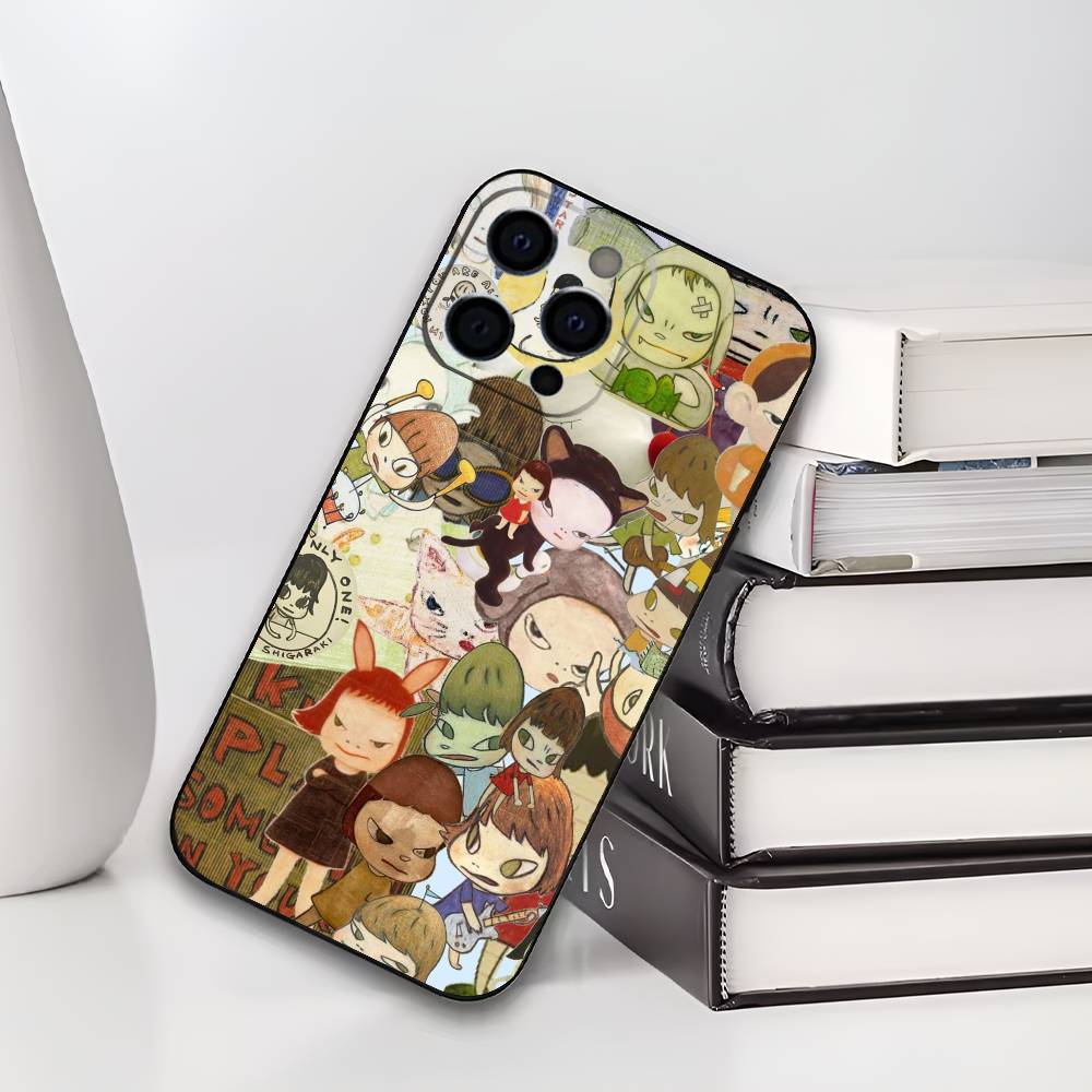 Japan Art Y-Yoshitomo N-Nara Phone Case For iPhone 17,16,15,14,13,12,11 Plus,Pro Max,XS,Soft Black Cover