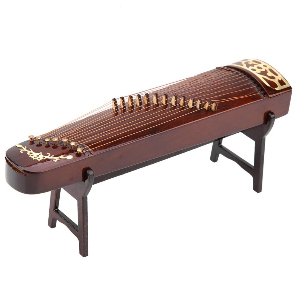 Brown Miniature Guzheng Model Wooden Mini Guzheng Display  Display Collectible