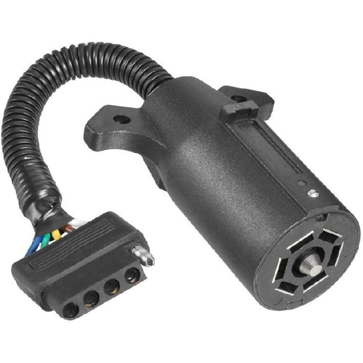 NEW SUN Ultimate Trailer Adapter, 7 Pin To 5 Pin RV Adapter, Connector For Trailers & RV Exterior Accessories, Round Plug 7 Way Blade Connector To 5