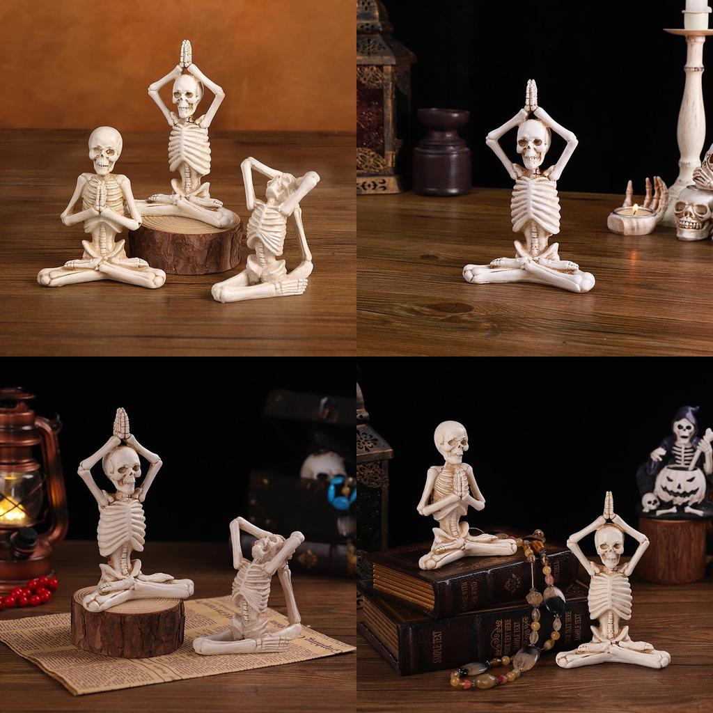 Geisha Halloween Skull Yoga Mini Ornament European Style Resin Craft Decoration