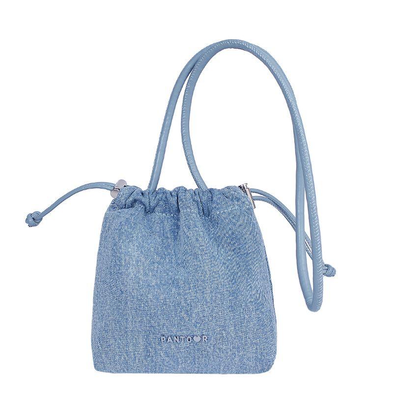 

Summer Denim Drawstring Bucket Bag for Women 2025 New Arrival Super Popular Fancy Niche Style Crossbody Phone Bag Light Blue