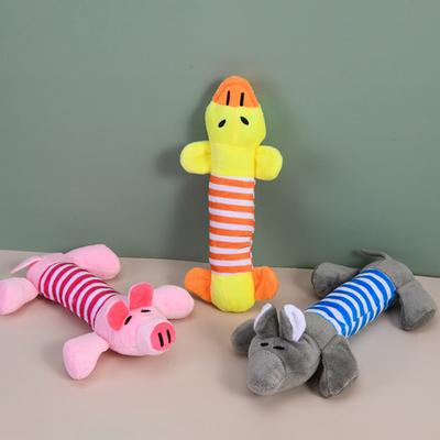 Plush Animal Dog Interactive Toy Striped Pig Elephant Duck Tug of War Pet Boredom Toy Squeaky Dog Teething Cleaning Chew Toy
