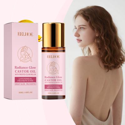 Organic Castor Oil Roller 50ml Natural Moisturizing Beauty Oil for Face Hair Eyebrows & Lashes Non-Greasy Fast-Absorbing Nourishing Oil for Daily Care