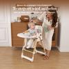 Silla Alta para Bebé 2 en 1 con Función Mecedora, Arnés de Seguridad de 5 Puntos, Ruedas con Bloqueo, Bandeja Extraíble, Plegable y Ajustable en Altura, Blanco
