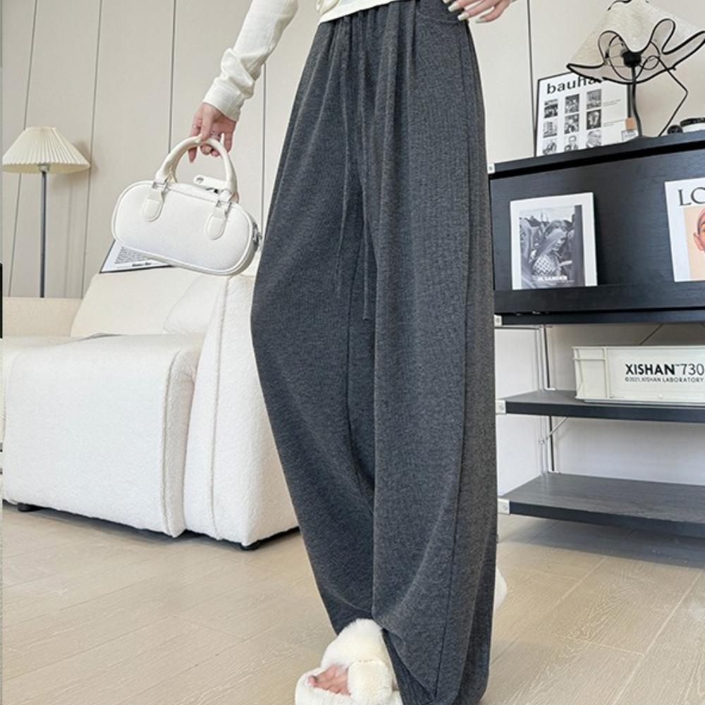 Women's High Waist Drawstring Wide Leg Pants Casual Loose Trousers for Fall Winter Daily Wear