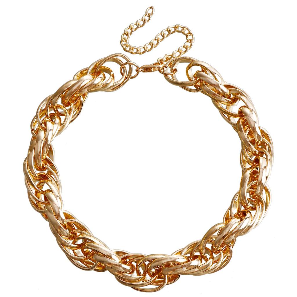 Collier Européen-Américain Hip Hop Géométrique Coloré en Aluminium - Chaîne Tendance Simple Couche pour Femmes