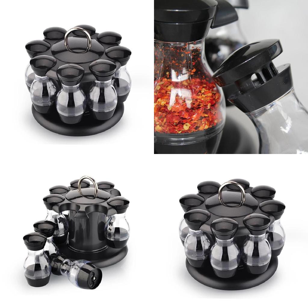 Elegant Rotatable Condiment Holder With Solid Bottles For Restaurant And Food Service Settings