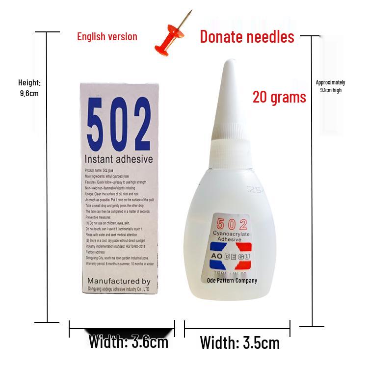 Bilingual 502 Super Glue: Rapid-Dry Adhesive for Home & Office (3-Second Set)