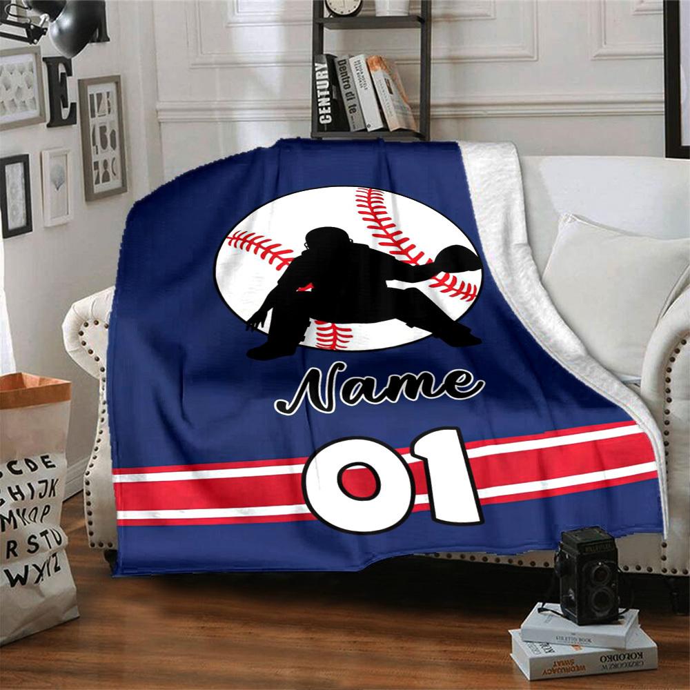 Baseball Theme Home Customize Your Name Blankets Comfortable Soft Lightweight Allseason Multipurpose Blanket For Picnics Sofas Offices Beds Living