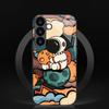 Cartoon astronaut tempered glass phone case suitable for Samsung GalaxyS26 S25 S24 S23 S22 S20FE/Ultra/Plus anti fall back cover